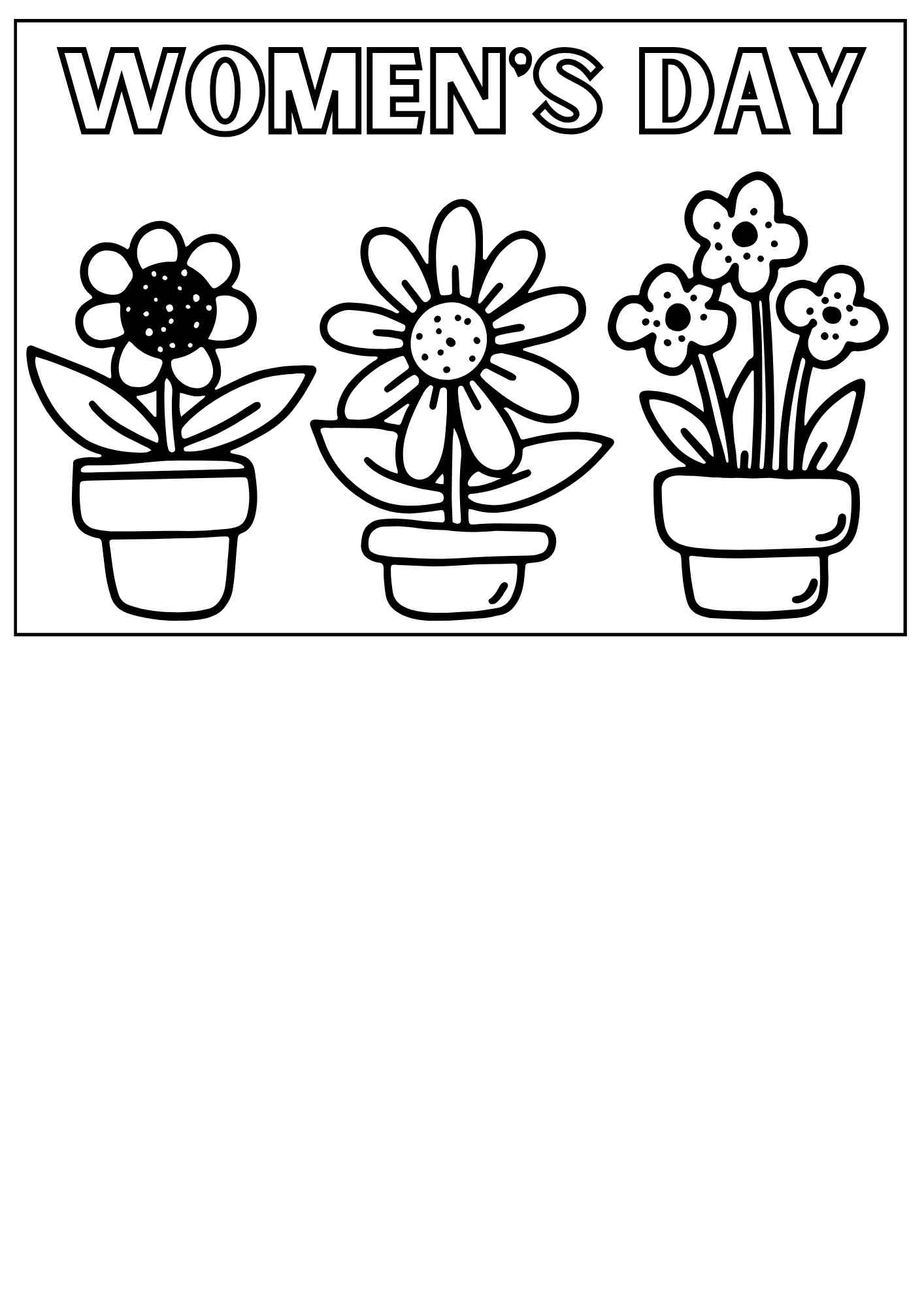 Happy Women's Day Coloring Card with Flowers pdf